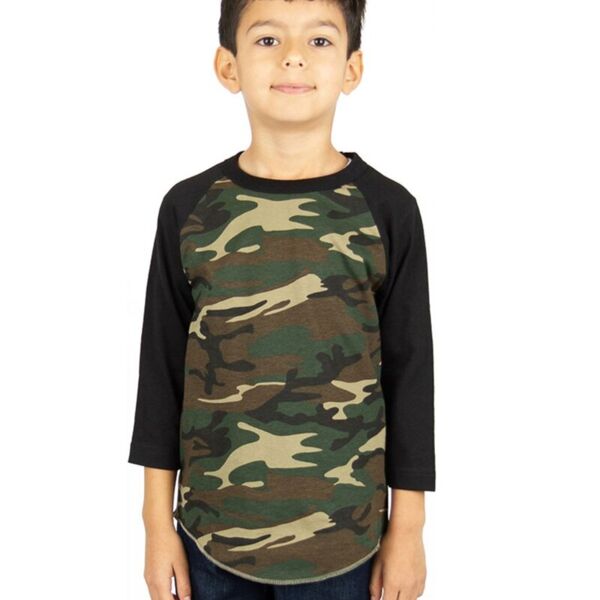 Youth Three-Quarter Sleeve Camo Raglan T-Shirt Thumbnail